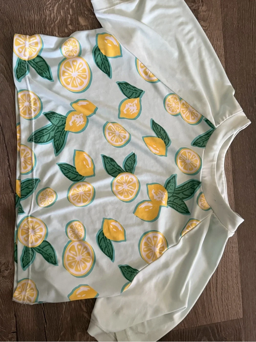 DSG Mint and Yellow Lemon-Print Girls' Swim Top
